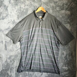 Callaway Men’s 3 Button Short Sleeve Gray w/Lavendar Stripes Golf Polo Shirt 4XL